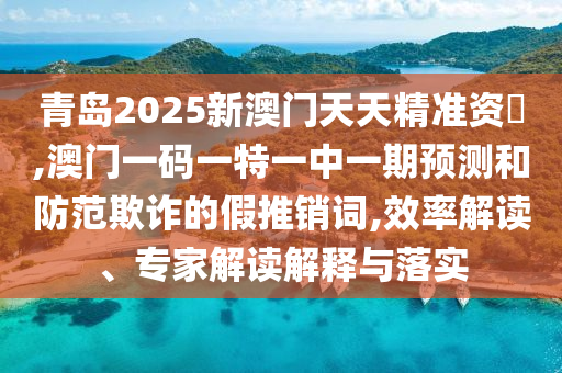 青岛2025新澳门天天精准资枓,澳门一码一特一中一期预测和防范