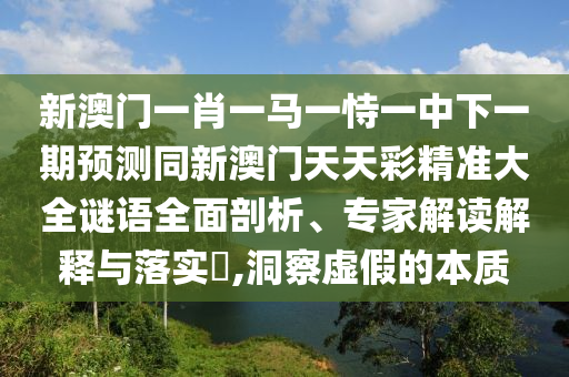 新澳门一肖一马一恃一中下一期预测同新澳门天天彩精准大全谜