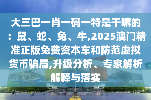 大三巴一肖一码一特是干嘛的：鼠、蛇、兔、牛,2025澳门精准正